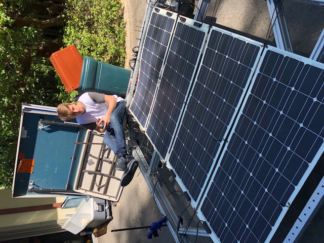 SolarBed running with chassis, motors, charge controller and solar cells
